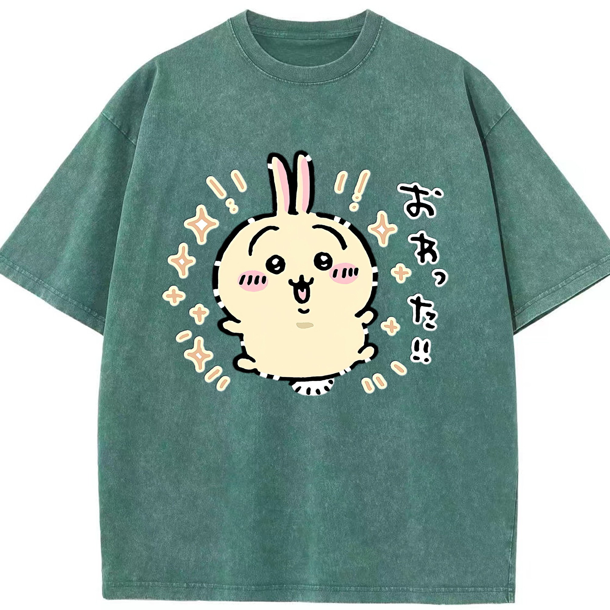 （画像用） ちいかわ うさぎ Chii-kawa usagi 綿100% ヴィンテージ風 半袖Tシャツ（フロントプリント）